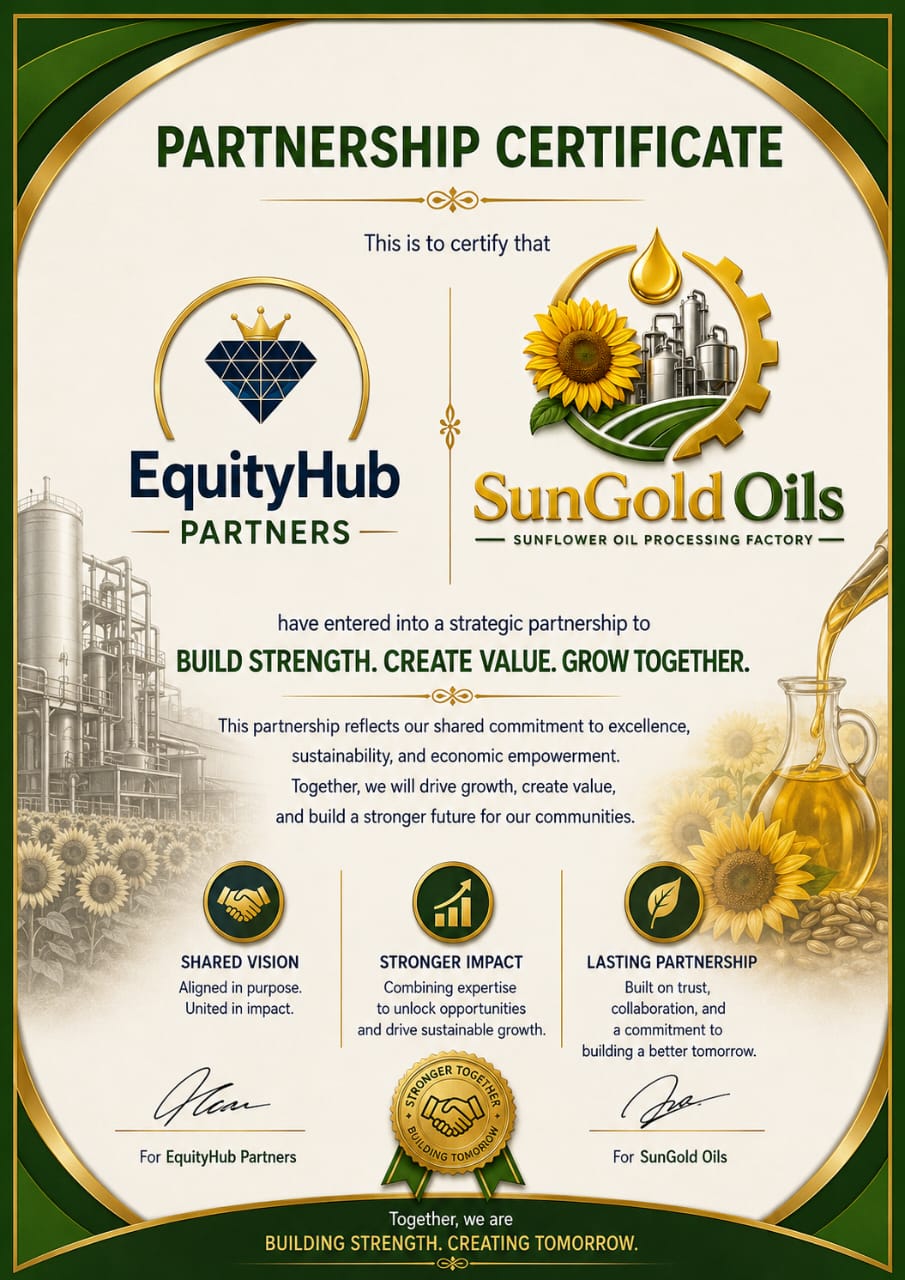 Partnership Certificate between EquityHub Partners and SunGold Oils
